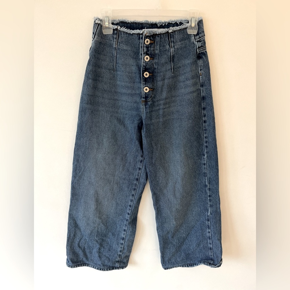 Zara cropped high waist wide leg jeans